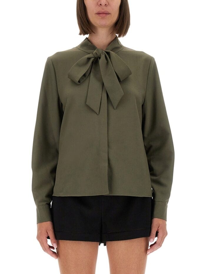 SELF-PORTRAIT TWILL SHIRT WITH BOW