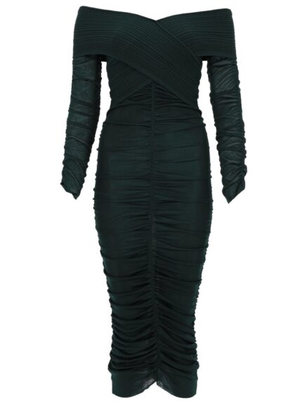 SELF-PORTRAIT VISCOSE GATHERED MIDI DRESS