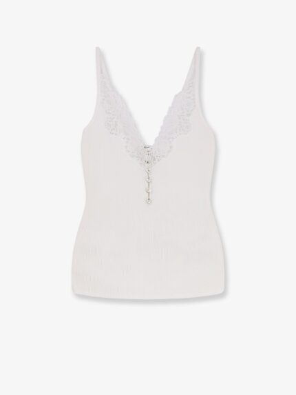 SELF PORTRAIT Viscose Top With Lace Inserts