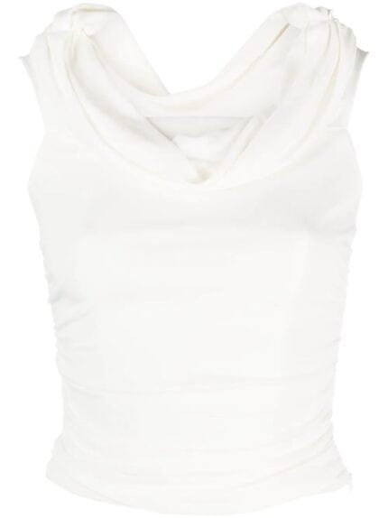 SELF PORTRAIT White Jersey Off Shoulder Top