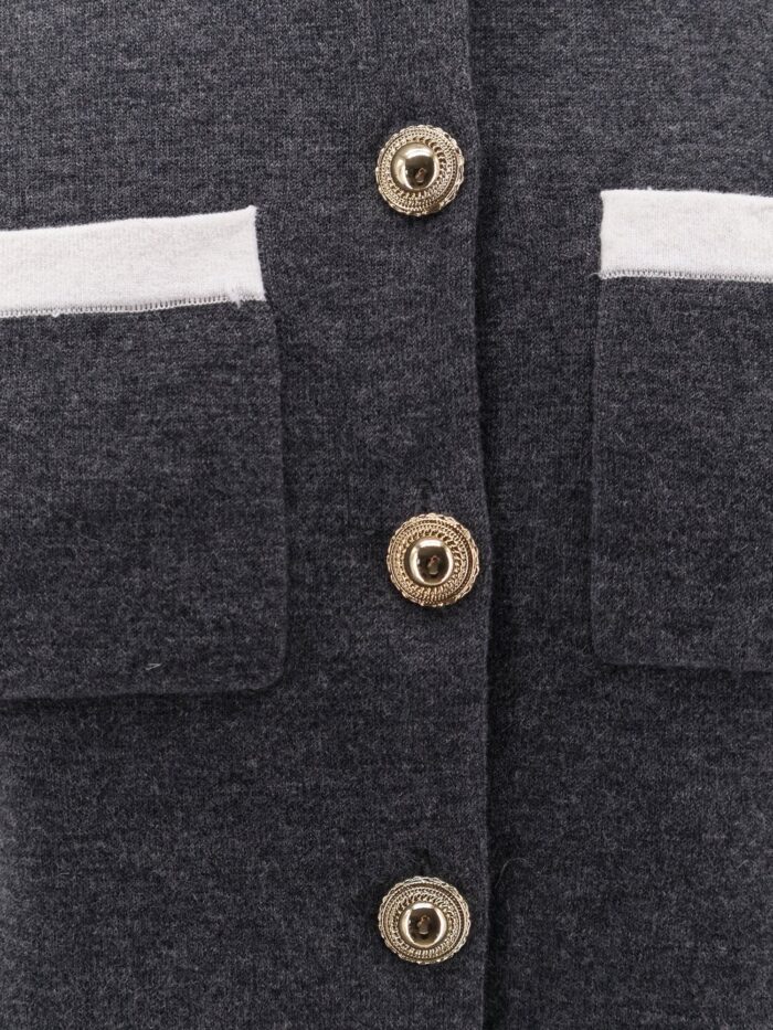 SELF PORTRAIT Wool Blend Cardigan With Contrasting Collar