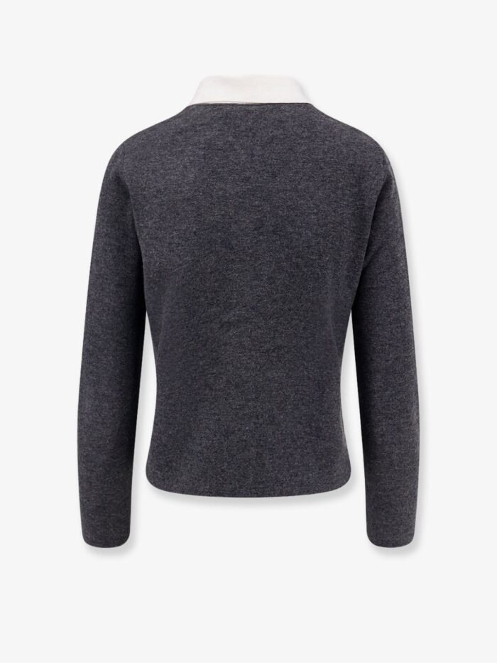 SELF PORTRAIT Wool Blend Cardigan With Contrasting Collar