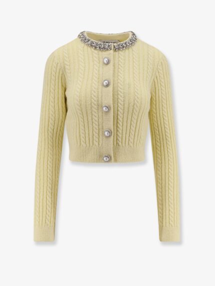SELF PORTRAIT Wool Blend Cardigan With Rhinestones