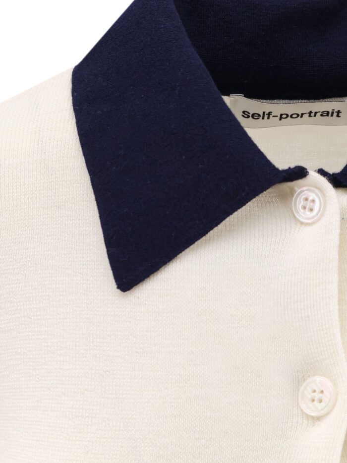 SELF PORTRAIT Wool Cardigan With Contrasting Collar