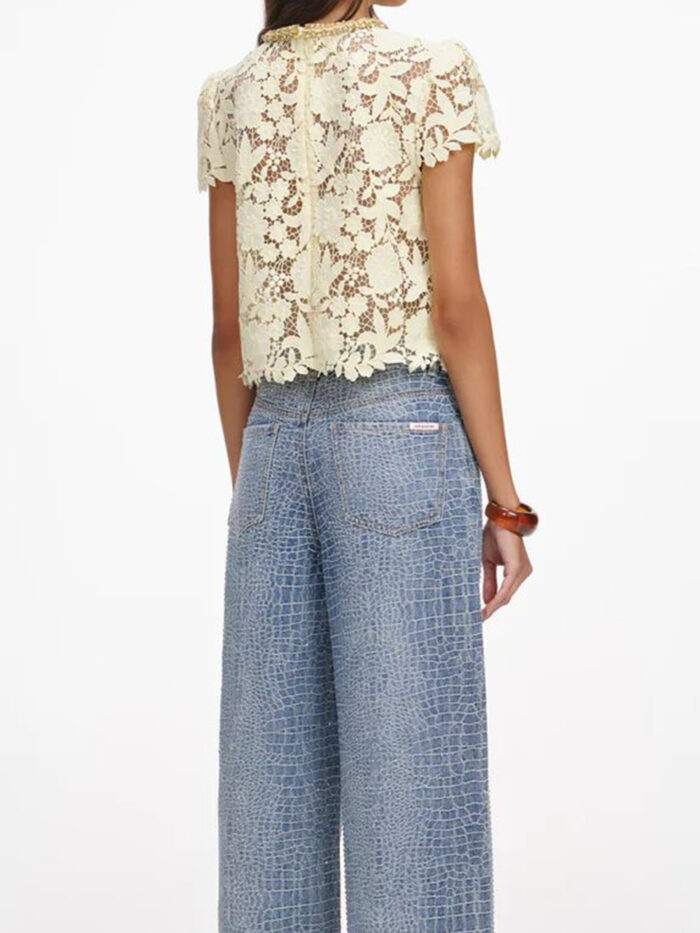 Self Portrait Yellow lace top