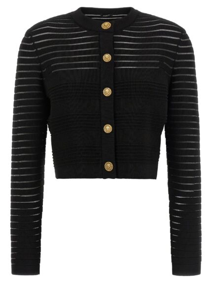 Balmain Semi-transparent Stripes Cardigan