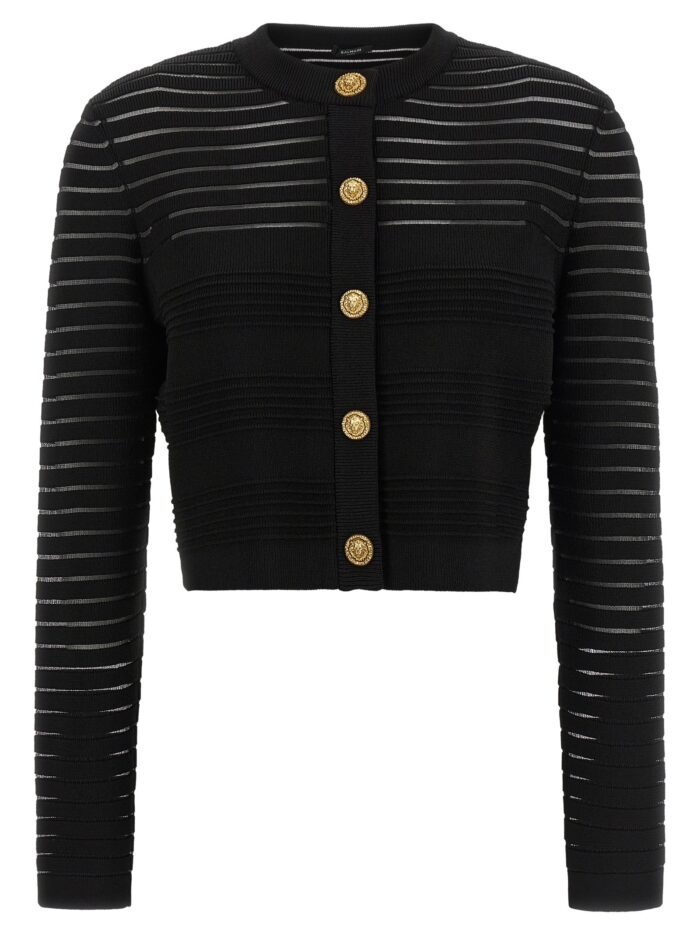 balmain semi transparent stripes cardigan Balmain Semi-transparent Stripes Cardigan