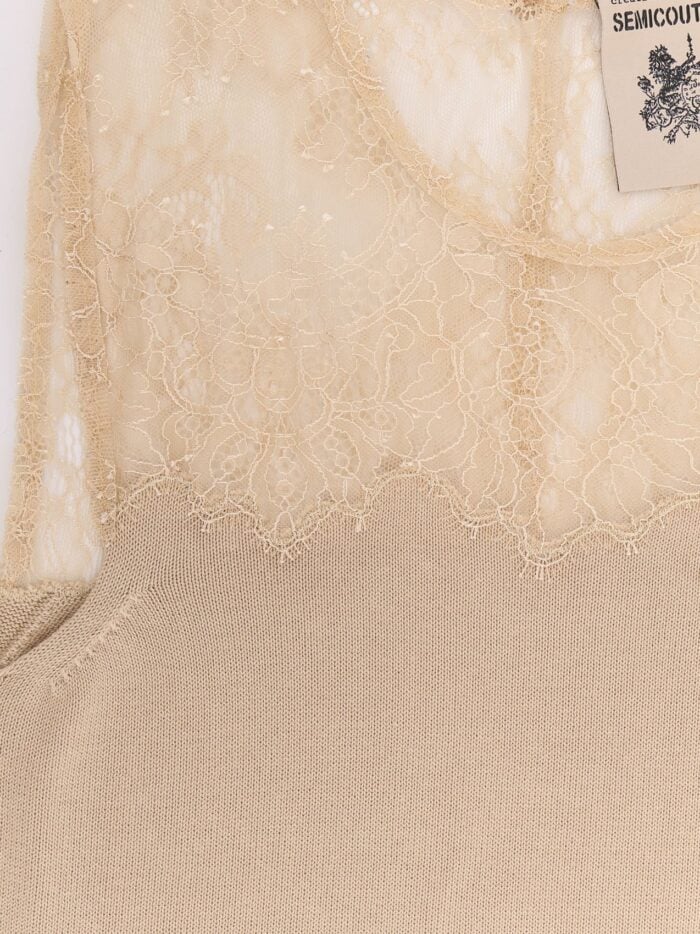 Semicouture Grazia Cotton Top With Lace Insert