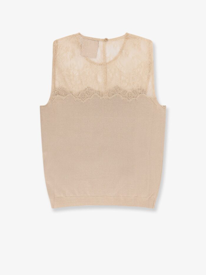 Semicouture Grazia Cotton Top With Lace Insert