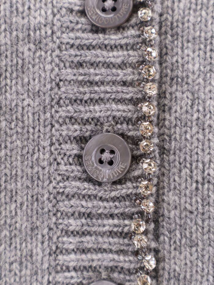 Semicouture Wool And Cashmere Cardigan With Rhinestones