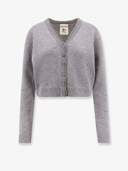 Semicouture Wool And Cashmere Cardigan With Rhinestones