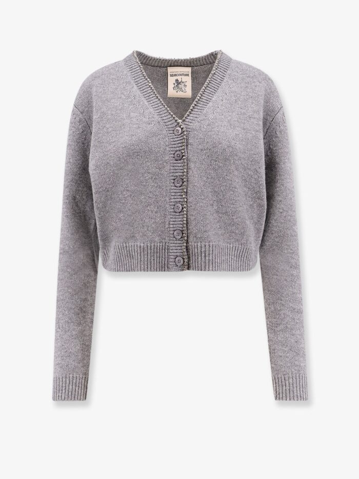 Semicouture Wool And Cashmere Cardigan With Rhinestones