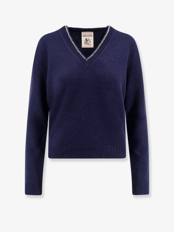 Semicouture Wool And Cashmere Sweater With Rhinestones