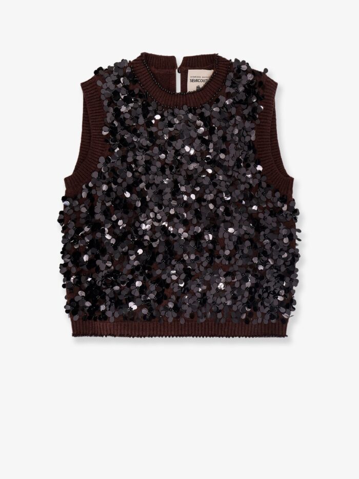 Semicouture Wool And Cashmere Vest With Sequins