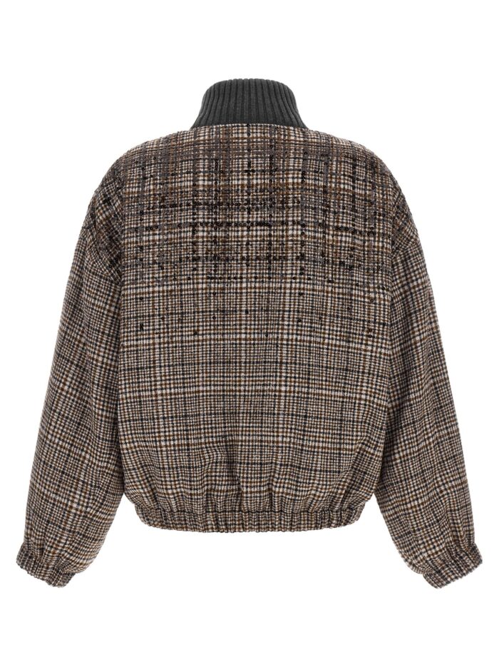 Brunello Cucinelli Sequin Check Bomber Jacket
