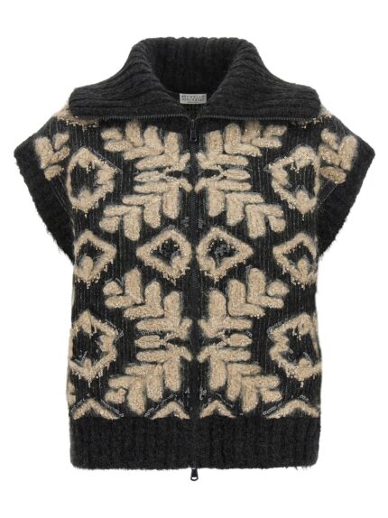 Brunello Cucinelli Sequin Intarsia Cardigan