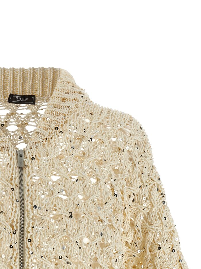 PESERICO Sequin Mesh Cardigan