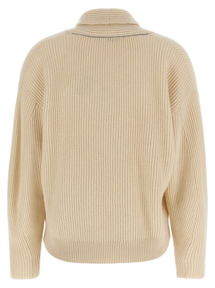 Brunello Cucinelli Shawl Neck Ribbed Sweater