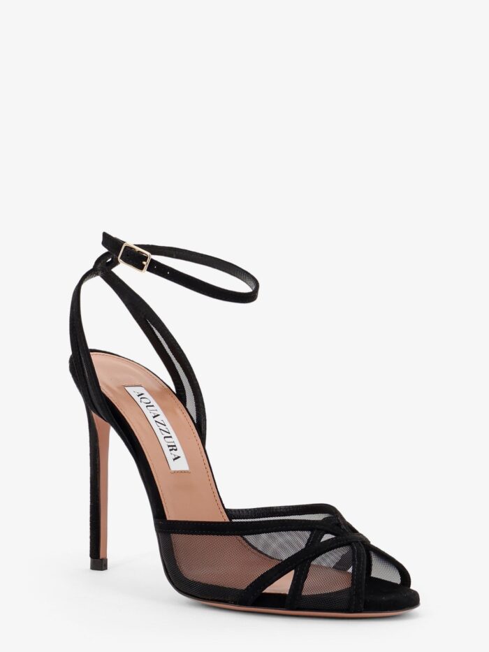 AQUAZZURA Shear Mesh And Suede Sandals