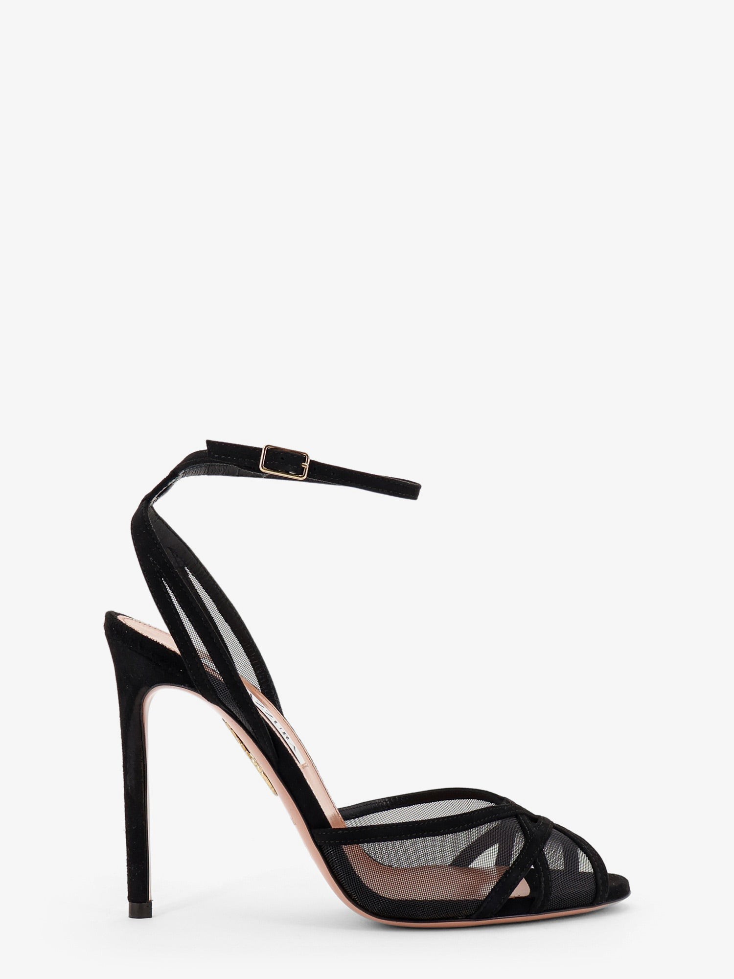 AQUAZZURA Shear Mesh And Suede Sandals