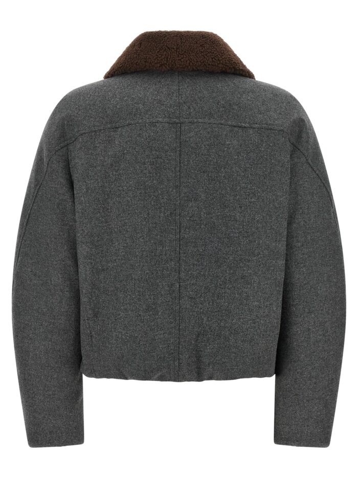 Brunello Cucinelli Shearling Collar Cropped Jacket