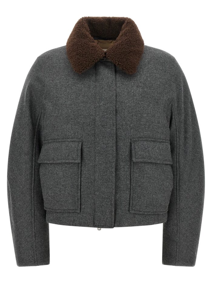brunello cucinelli shearling collar cropped jacket Brunello Cucinelli Shearling Collar Cropped Jacket