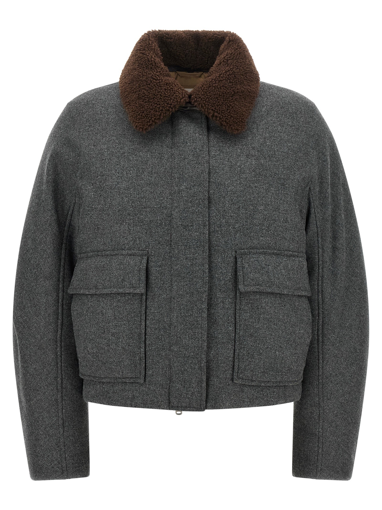 Brunello Cucinelli Shearling Collar Cropped Jacket