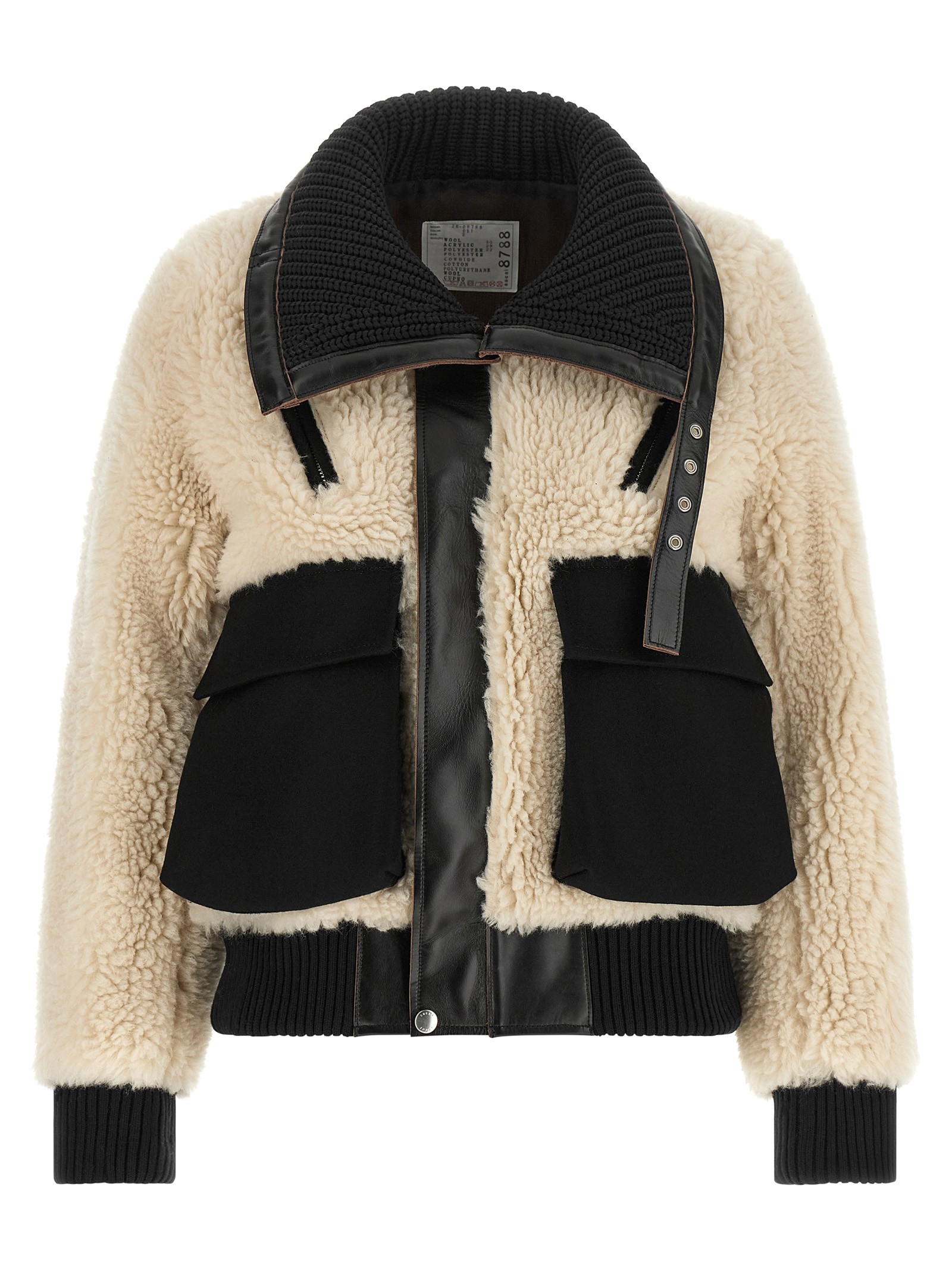 SACAI Shearling Effect Wool Jacket