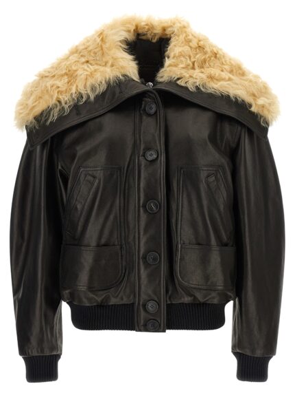 The Attico Shearling Neck Bomber Jacket