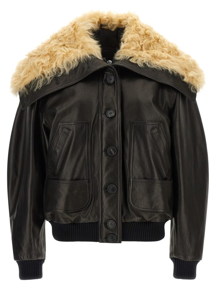 the attico shearling neck bomber jacket The Attico Shearling Neck Bomber Jacket