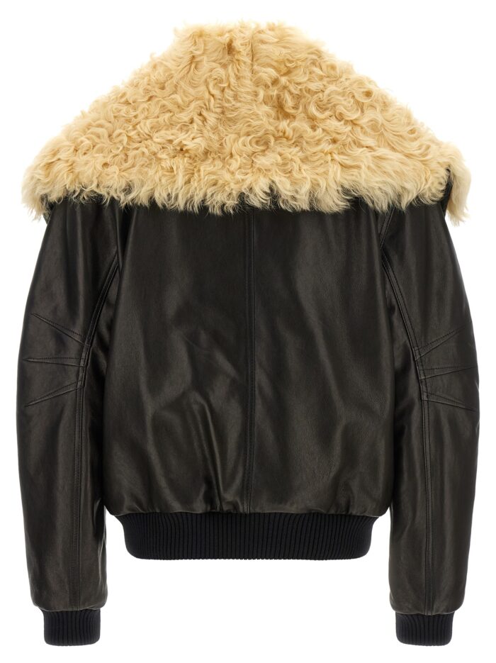 The Attico Shearling Neck Bomber Jacket