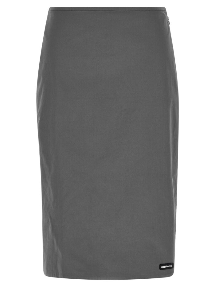 miu miu cotton blend midi skirt Miu Miu Cotton Blend Midi Skirt