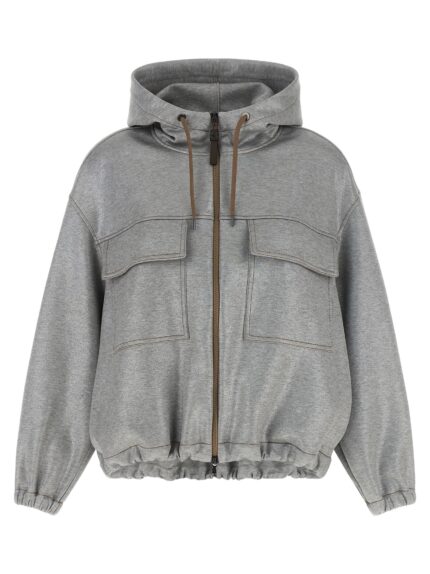 Brunello Cucinelli 'Shiny Zipper Pull' Bomber Jacket
