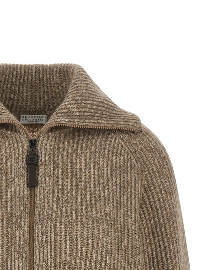 Brunello Cucinelli 'Shiny Zipper Pull' Cardigan