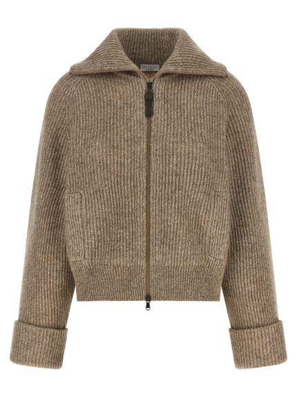 Brunello Cucinelli 'Shiny Zipper Pull' Cardigan