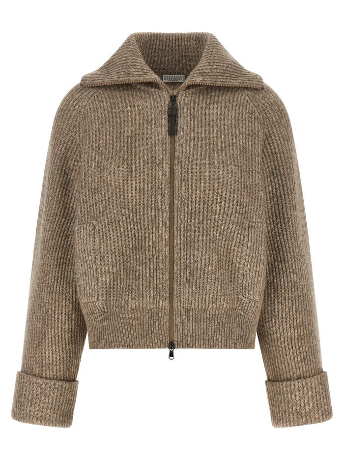 brunello cucinelli 'shiny zipper pull' cardigan Brunello Cucinelli 'Shiny Zipper Pull' Cardigan