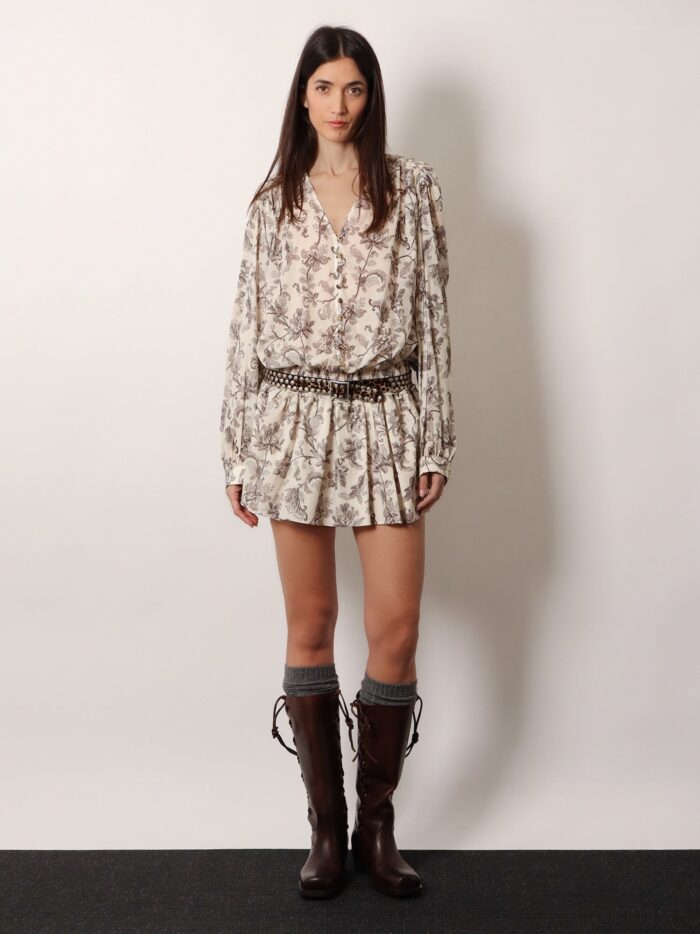 Golden Goose Deluxe Brand Short Cotton Dress With Floral Pattern