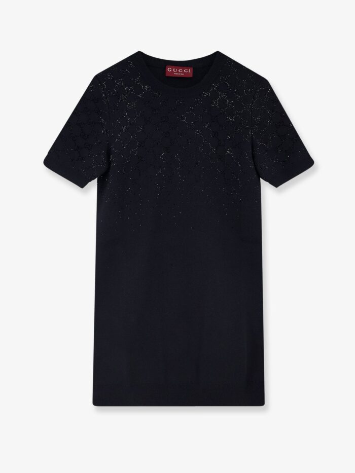 gucci short wool dress with gg crystals Gucci Short Wool Dress With Gg Crystals