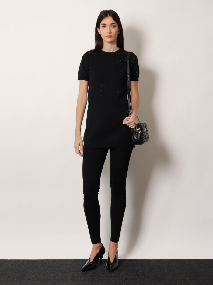 Gucci Short Wool Dress With Gg Crystals