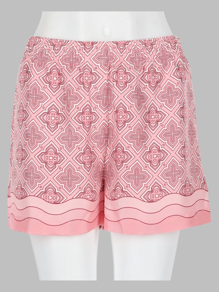 CASABLANCA Shorts In Seta Con Stampa Monogram