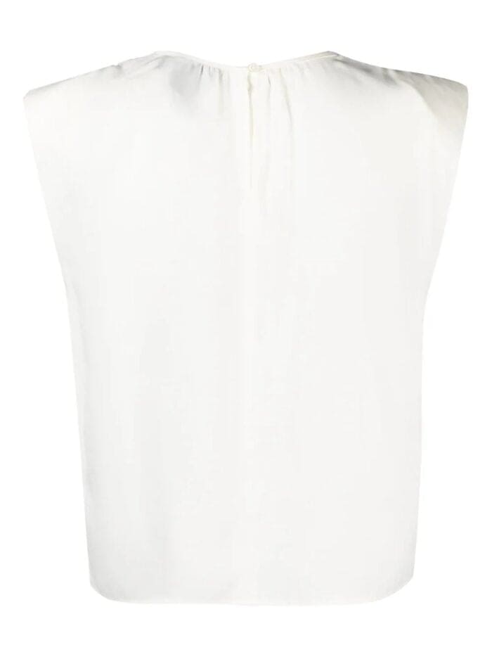 Shoulder Pad Satin Blouse