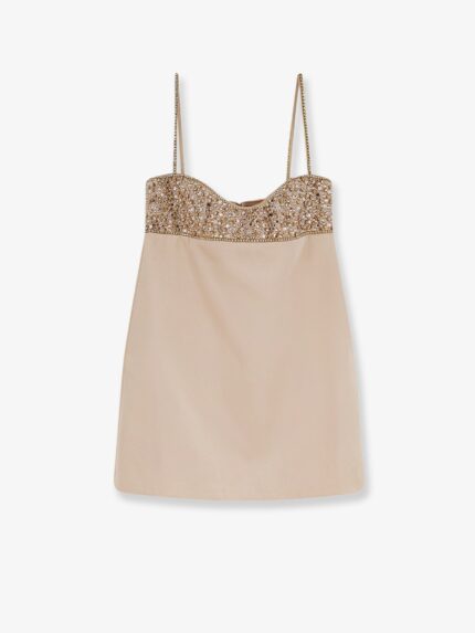 Retrofete Shyla Satin Dress With Rhinestones Detail