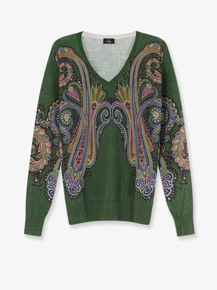 etro silk and cashmere blend sweater with iconic paisley print Etro Silk And Cashmere Blend Sweater With Iconic Paisley Print