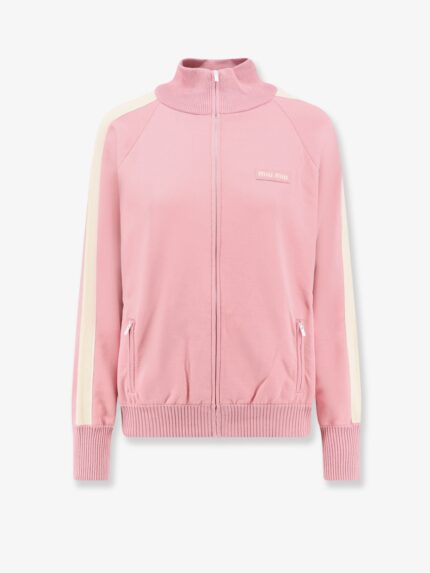 Miu Miu Silk Blend Cardigan With Embroidered Logo Patch