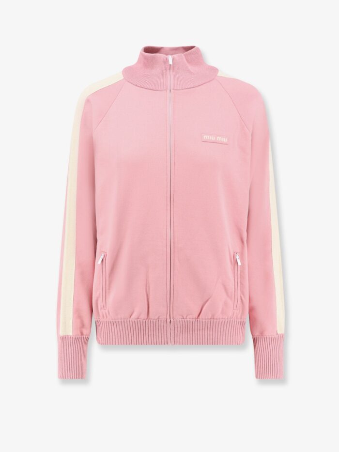 Miu Miu Silk Blend Cardigan With Embroidered Logo Patch