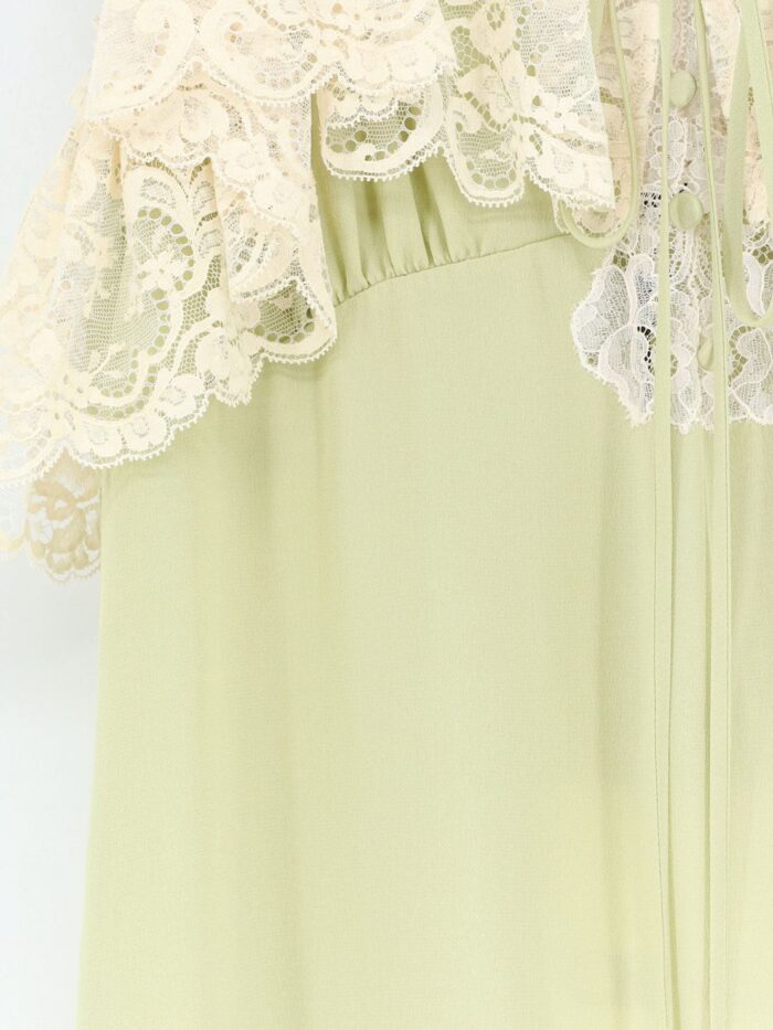 CHLOE' Silk Dress With Lace Inserts