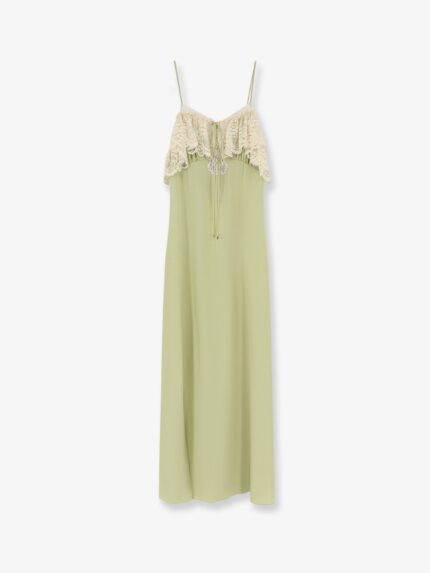 CHLOE' Silk Dress With Lace Inserts