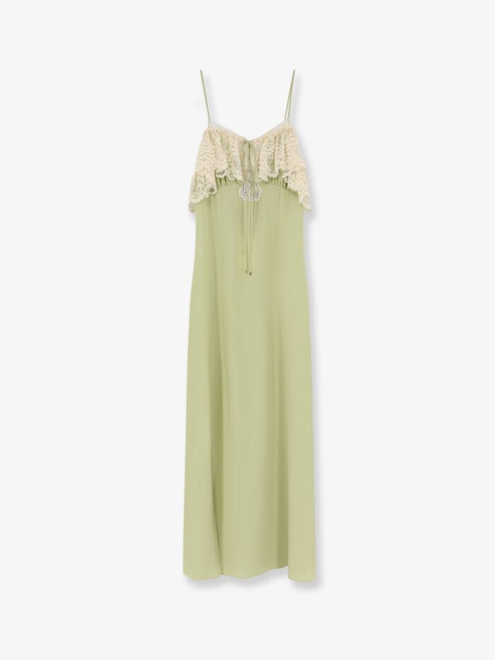 chloe' silk dress with lace inserts CHLOE' Silk Dress With Lace Inserts