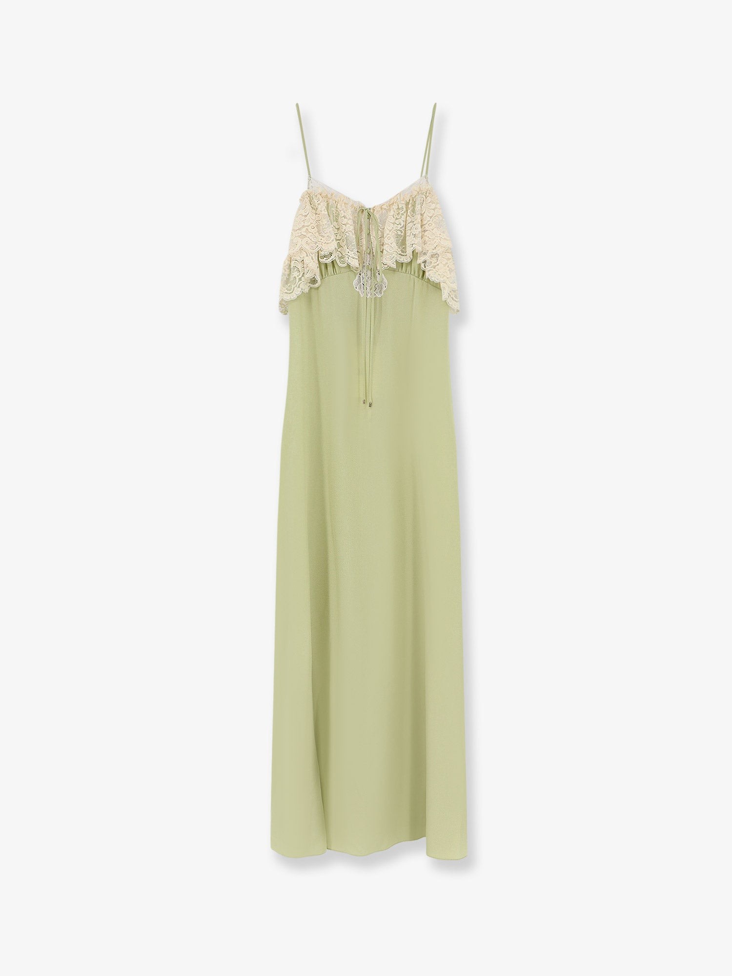 CHLOE' Silk Dress With Lace Inserts
