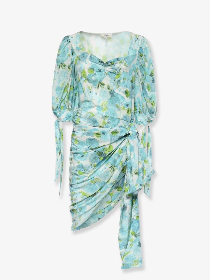 chloe' silk dress with multicolor floral print CHLOE' Silk Dress With Multicolor Floral Print